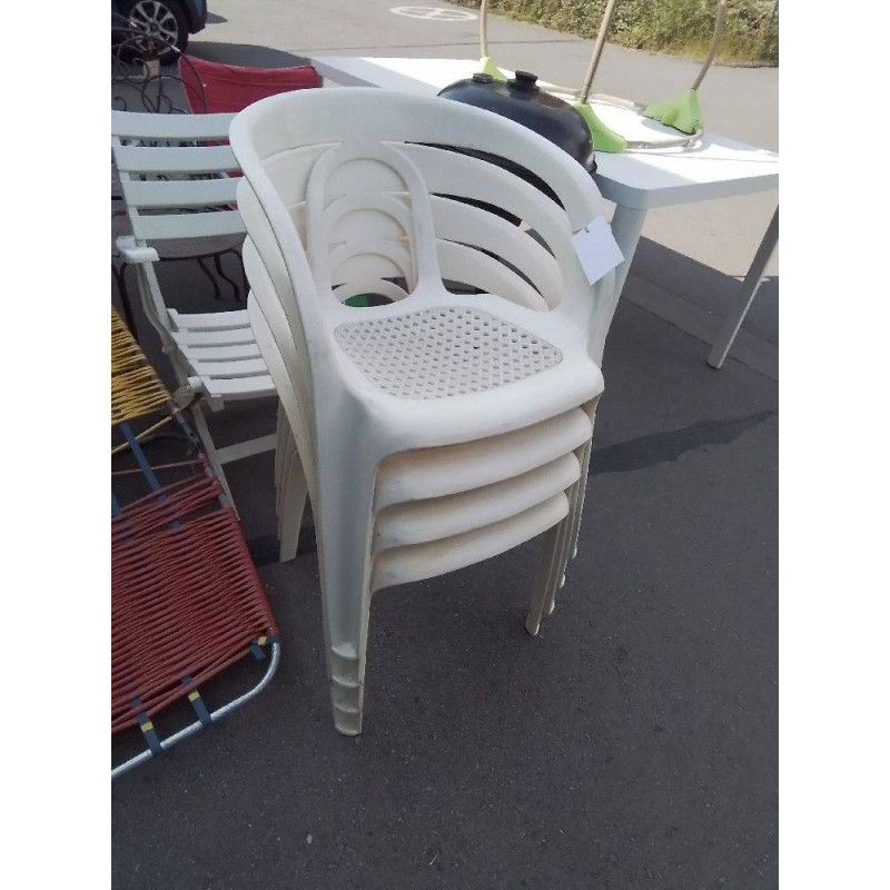 LOT DE 4 CHAISES PVC BLANC
