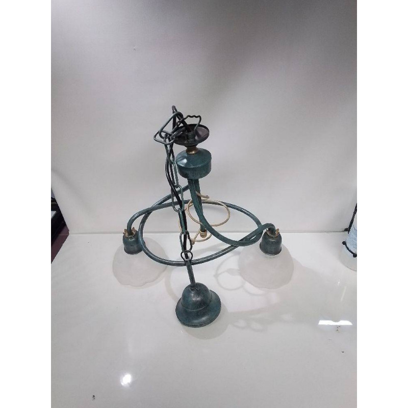SUSPENSION METAL PATINÉ VERT DORÉ 