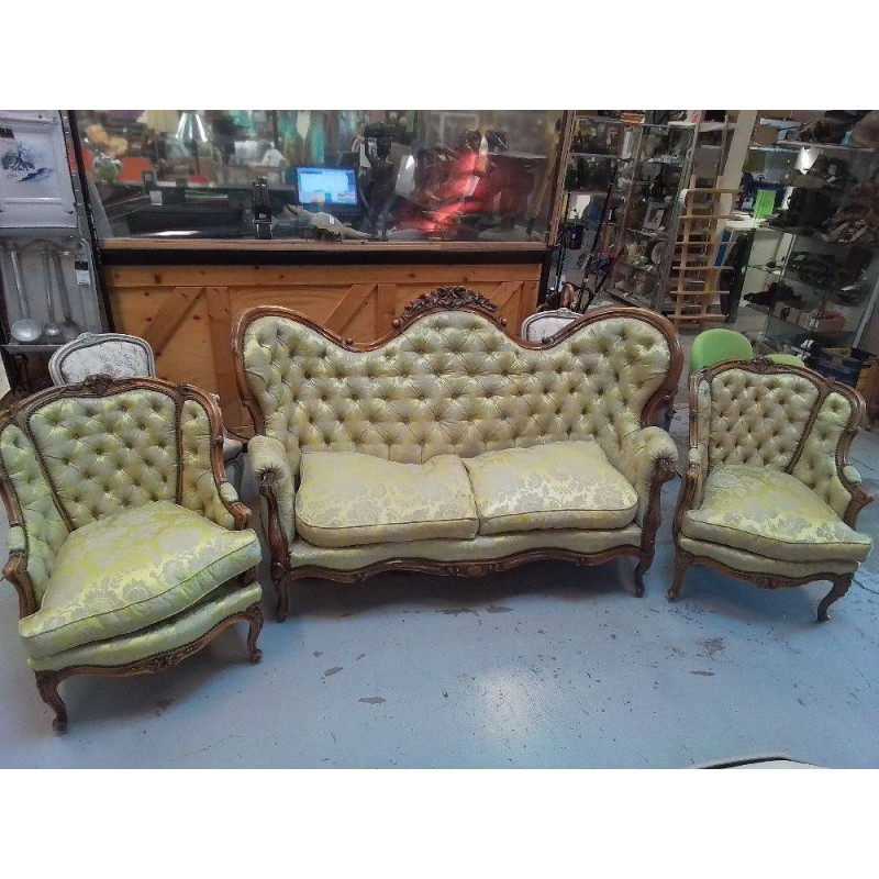 SALON DE STYLE LOUIS XV EN NOYER 3+1+1
