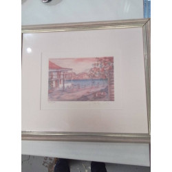 LITHOGRAPHIE TONS ROSES BARQUES