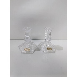 LOT DE 2 BOUGEOIRS CRISTAL 