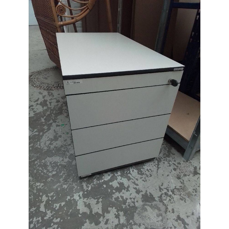CAISSON DE BUREAU VARIO MODERNE BLANC 4 TIROIRS + CLE LA PIECE