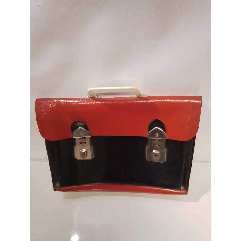 CARTABLE CUIR ROUGE ET NOIR