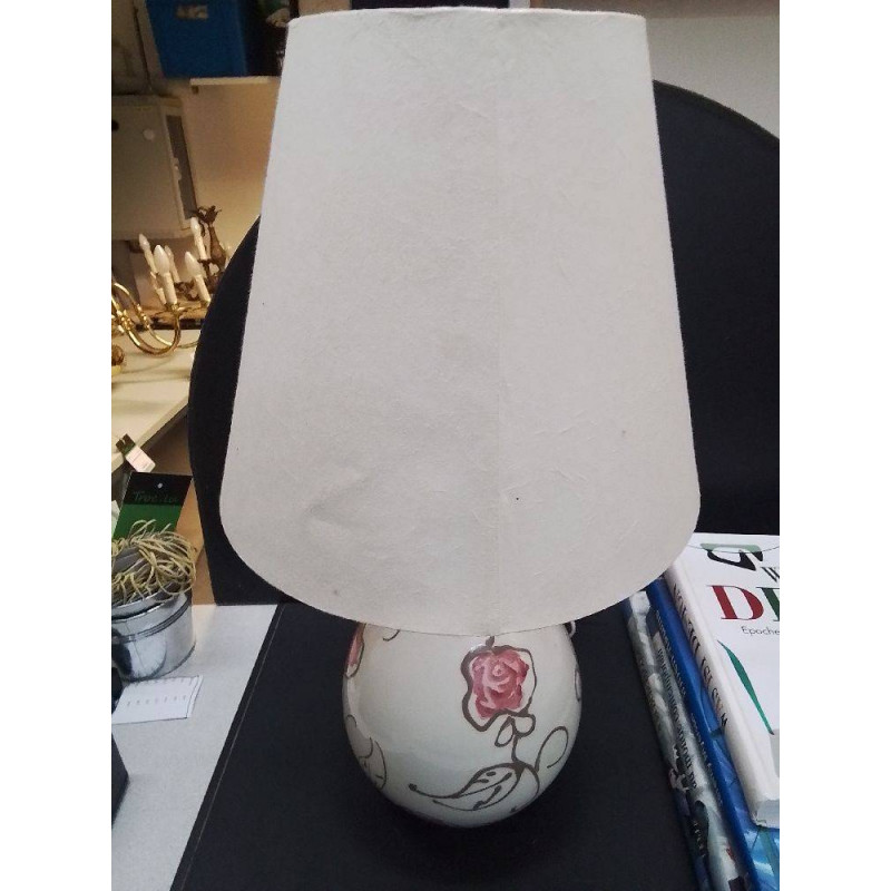 LAMPE A POSER BLANCHE DECOR ROSES