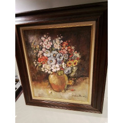 HUILE SUR TOILE BOUQUET J,...