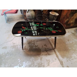 TABLE BASSE VINTAGE VERRE NOIR