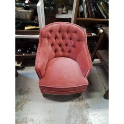 FAUTEUIL RETRO VELOURS ROSE