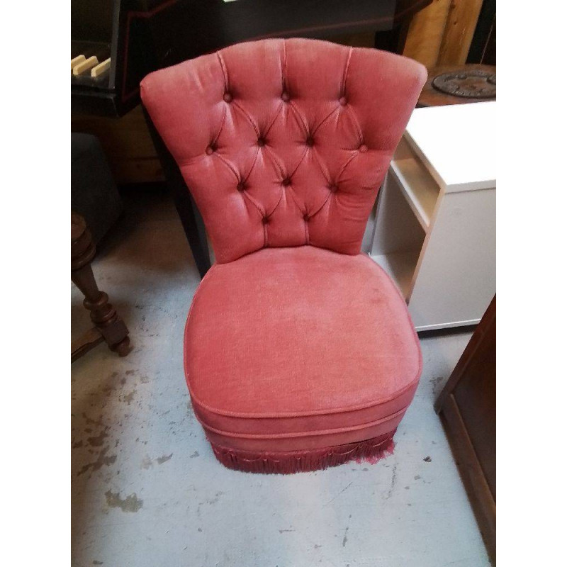 CHAISE RETRO VELOURS ROSE