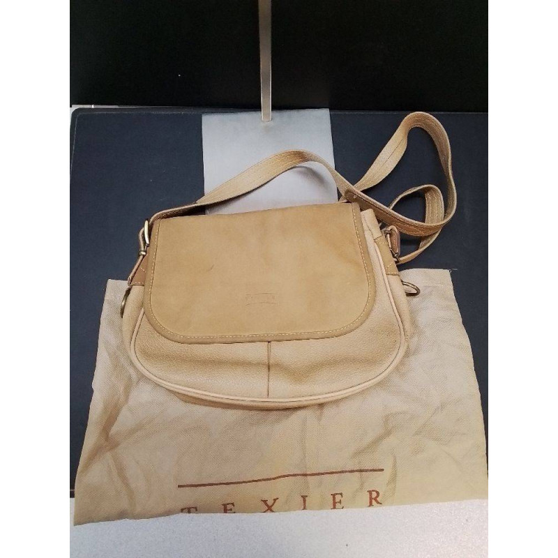 SAC A MAIN CUIR BRUN TEXIER