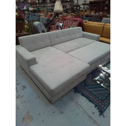 CANAPÉ D\'ANGLE CONVERTIBLE GRIS + CAISSON