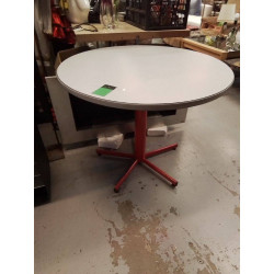 TABLE RONDE GRISE PIED ROUGE