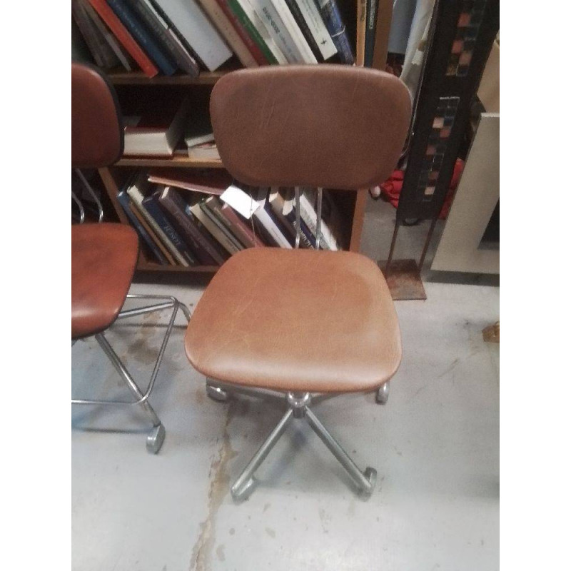 CHAISE DE BUREAU VINTAGE SKAI BRUN