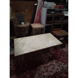 TABLE BASSE MARBRE ET LAITON 