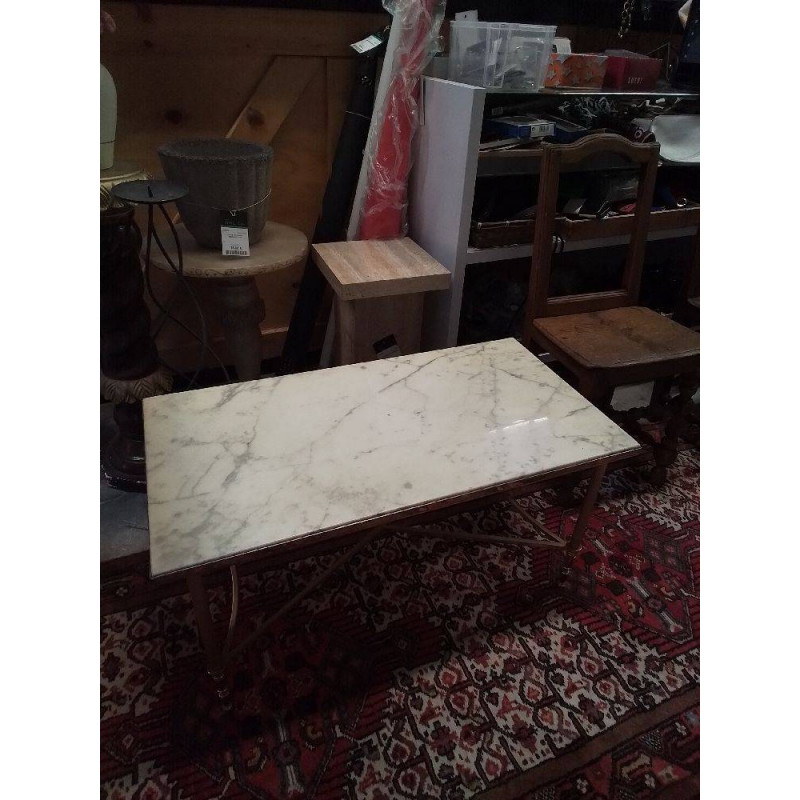 TABLE BASSE MARBRE ET LAITON 