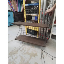 ETAGERE GRILLAGE METAL ET BOIS