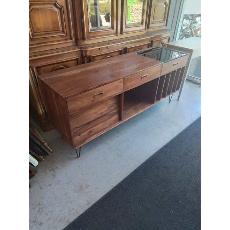 MEUBLE BAS STYLE VINTAGE 3 TIROIRS 1 PORTE