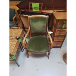 FAUTEUIL ANCIEN TISSU VERT