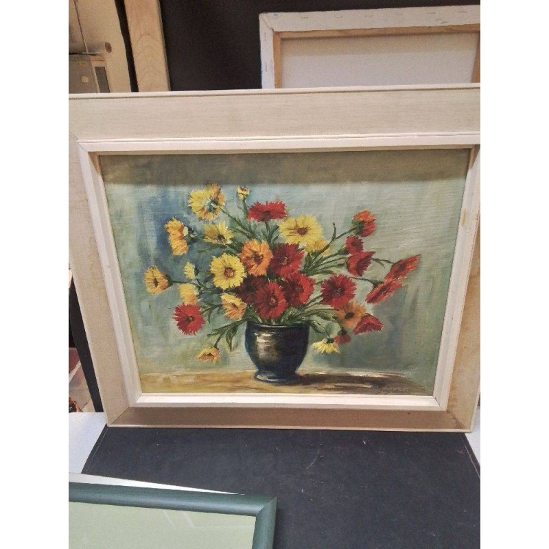 HUILE SUR TOILE NATURE MORTE SIGNEE 
