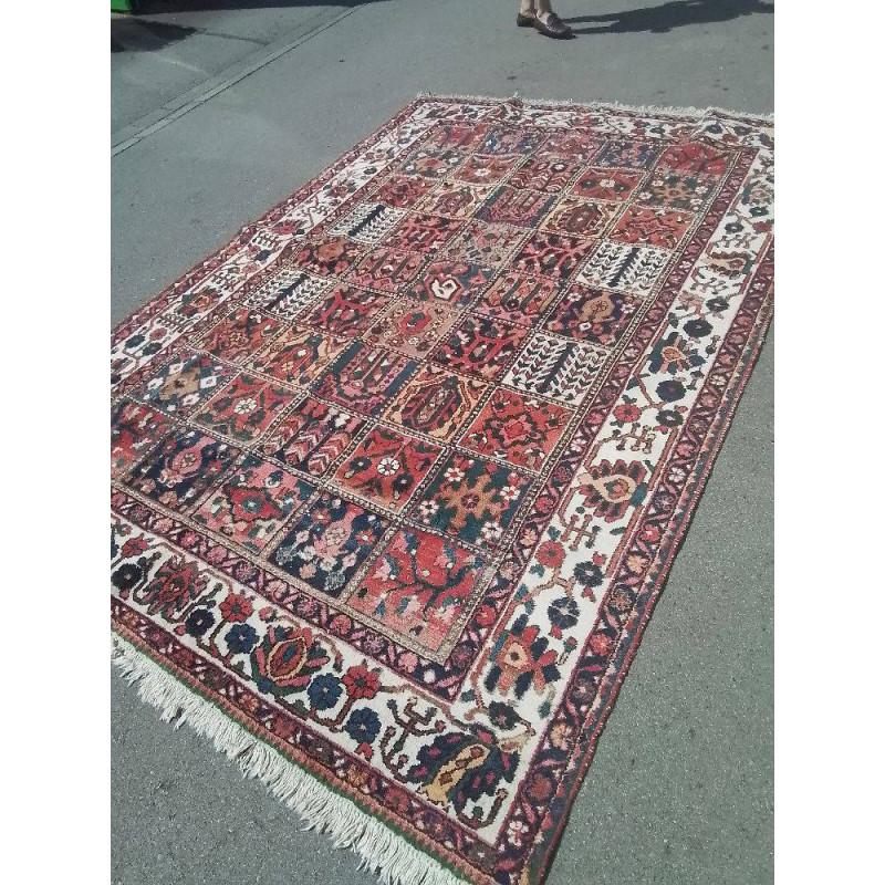TAPIS IRAN COLORÉ TON ROUGE BLEU 3,10X2,13