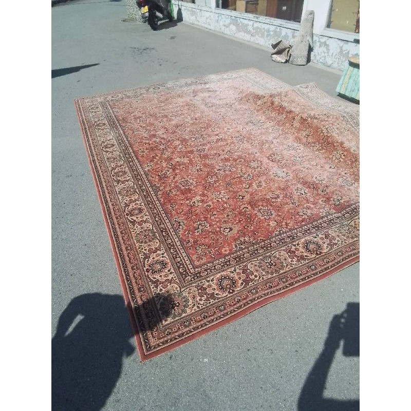 TAPIS IRAN TON ORANGE MOTIF FLEURIS 4X3