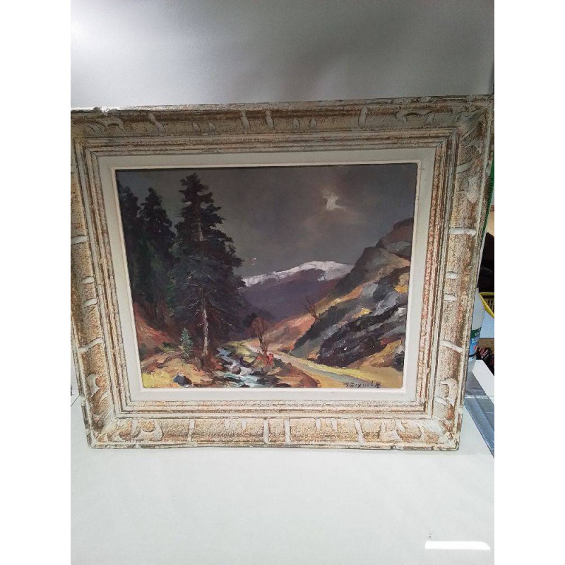 PEINTURE SIGNÉE PAYSAGE MONTAGNARD 