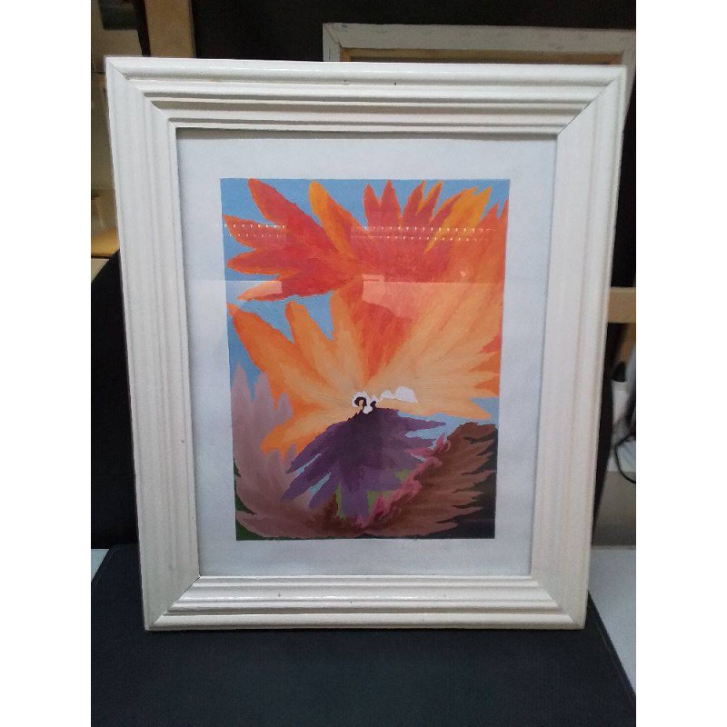 PEINTURE SIGNÉE MOTIF TON ORANGE 