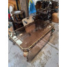 TABLE BASSE VERRE FUMÉ METAL DORÉ 
