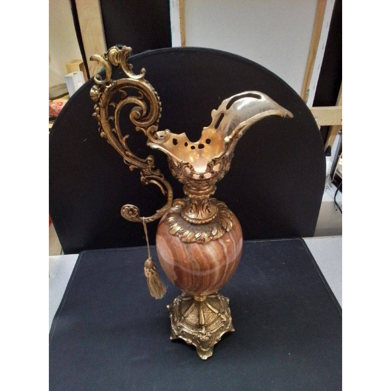 DÉCORATION CARAFE METAL DORÉ ET MARBRE 