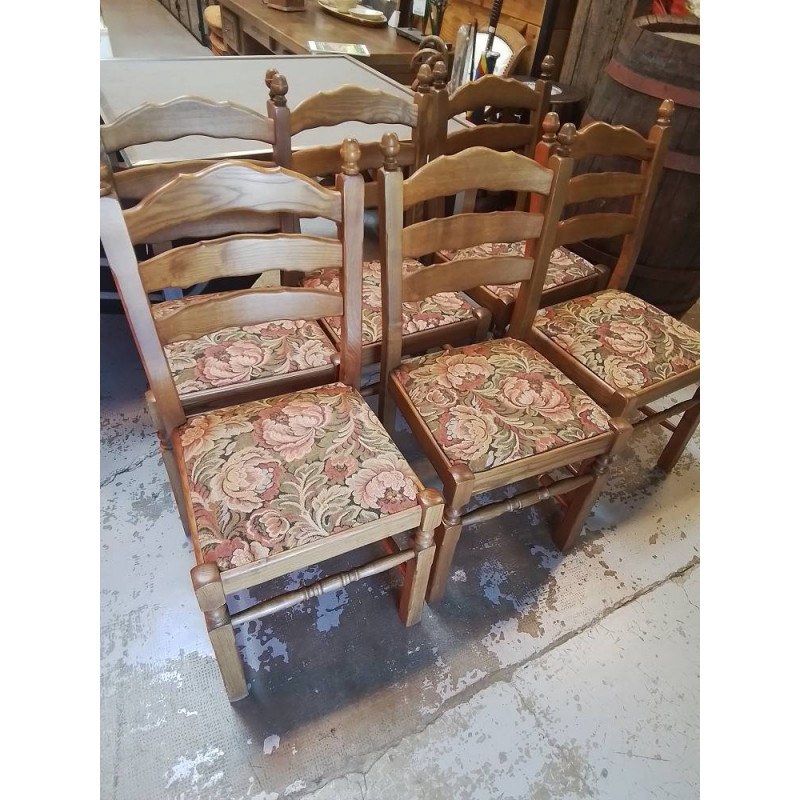 LOT DE 6 CHAISES ASSISE TISSU FLEURI 