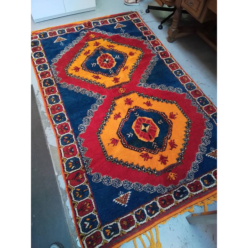 TAPIS EN LAINE TON ORANGE ROUGE 260X160