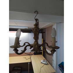 LUSTRE METAL DORÉ 5 FEUX 