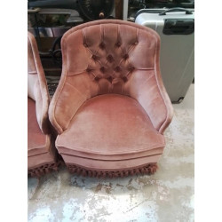 FAUTEUIL VELOURS ROSE