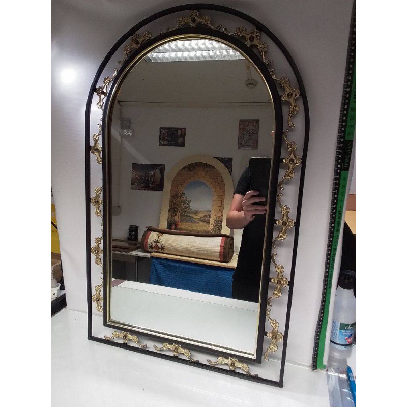 MIROIR METAL ORNEMENT DORÉ 