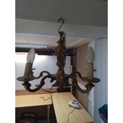 LUSTRE METAL DORÉ 5 FEUX 
