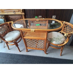 TABLE + 2 CHAISES BAMBOU 