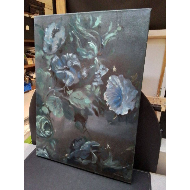 HUILE SUR TOILE MOTIF FLEURS SIGNÉE LINA 