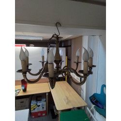 LUSTRE 8 BRANCHES METAL DORÉ 