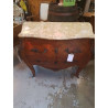 COMMODE 2 TIROIRS MARQUETERIE DESSUS MARBRE