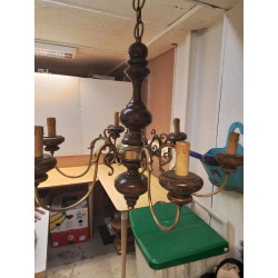 LUSTRE 6 FEUX BOIS ET METAL