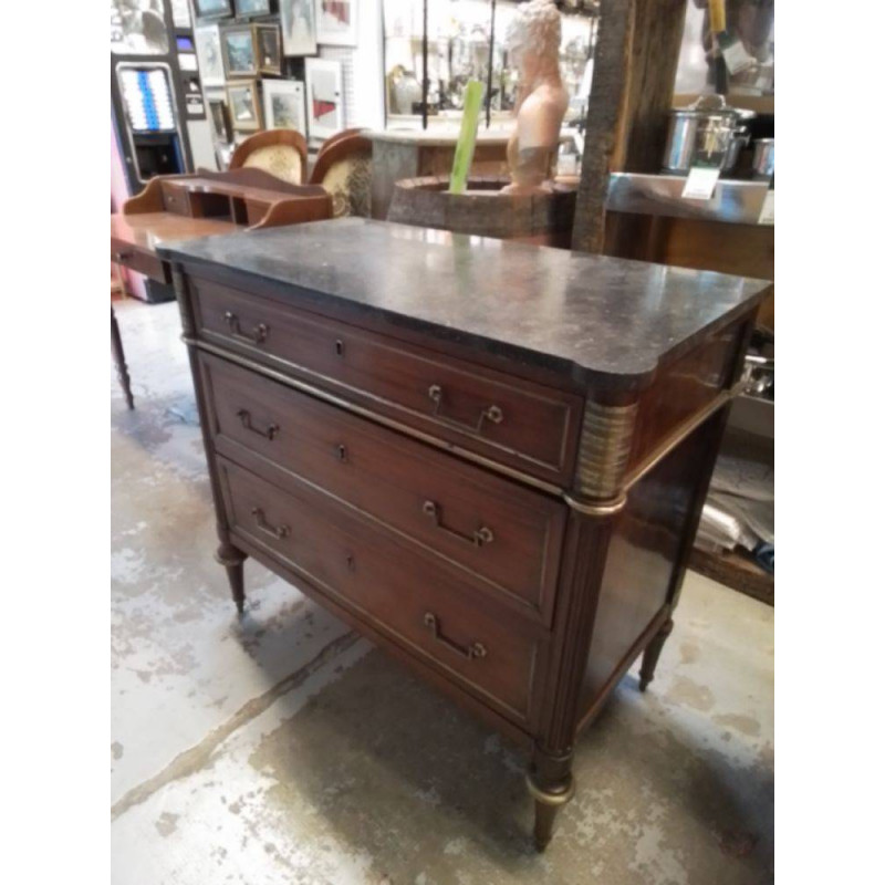 COMMODE 3 TIROIRS STYLE LOUIS XVI DESSUS MARBRE 