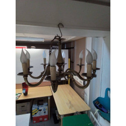LUSTRE 8 BRANCHES METAL DORÉ 