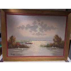 HUILE SUR TOILE COUCHER DE...