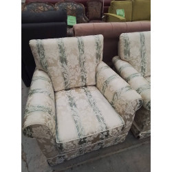 SALON 3+1 TISSU MOTIF FLEURS BEIGE