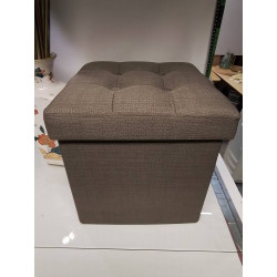 POUF COFFRE TISSU GRIS