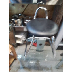 TABOURET CHROMÉ SKAI NOIR
