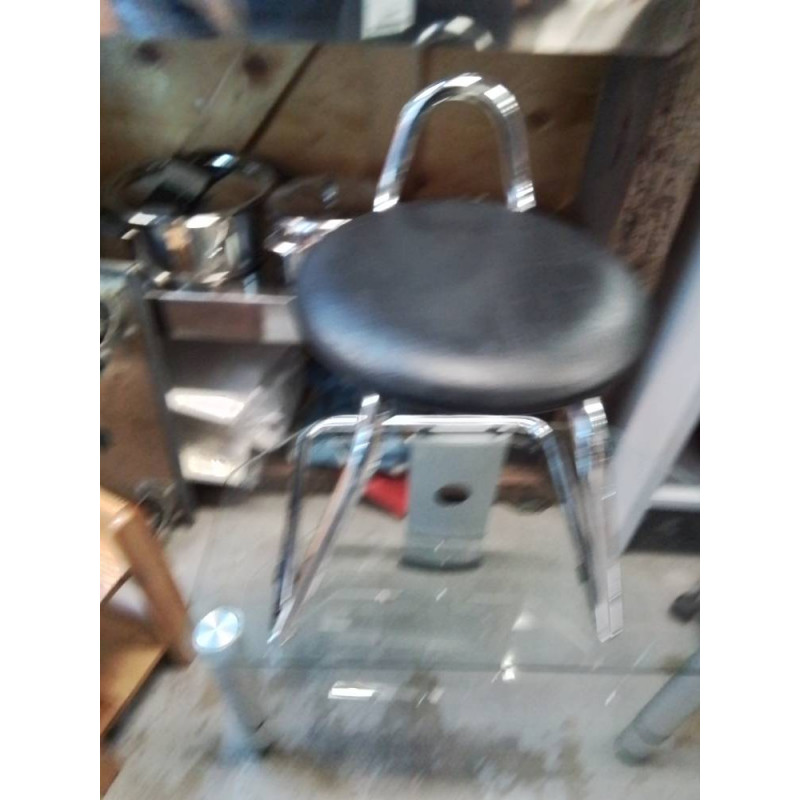 TABOURET CHROMÉ SKAI NOIR