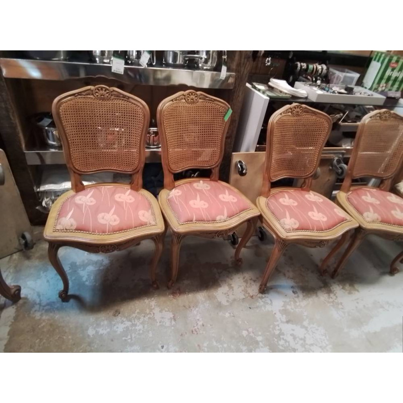 LOT DE 4 CHAISES STYLE LOUIS XV CANNAGE 
