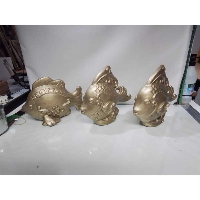 LOT DE POISSONS CÉRAMIQUE DORÉE 