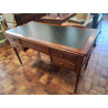 BUREAU MERISIER PLATEAU CUIR VERT