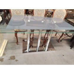 TABLE VERRE PIED MÉTAL 